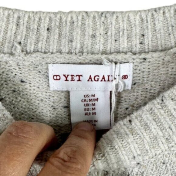 NWT Yet Again | Cream Gray Fleck & Blue Snowflake Sweater Size Medium - Picture 2 of 7